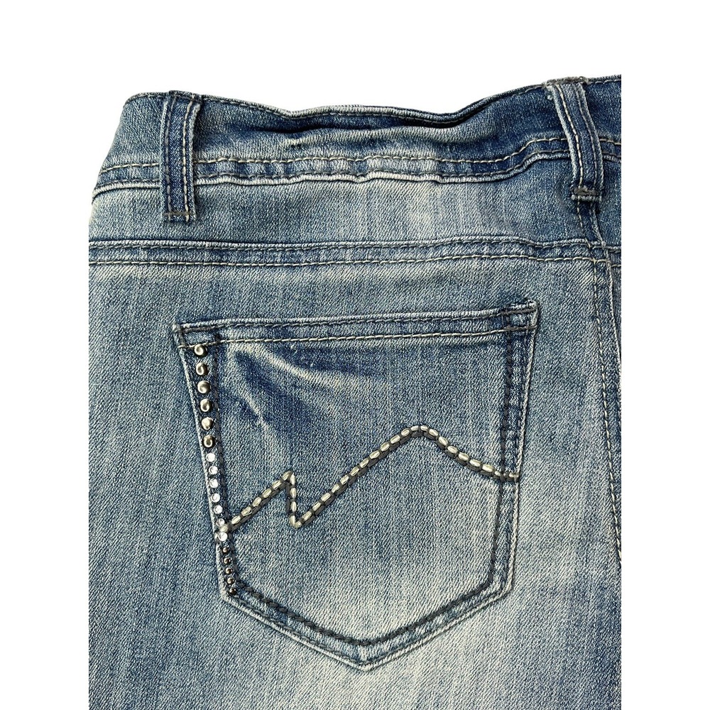 Vanilla Star Juniors Size 7 Embellished Stud Rhinestone Low-Rise Straight Jeans - Picture 9 of 16